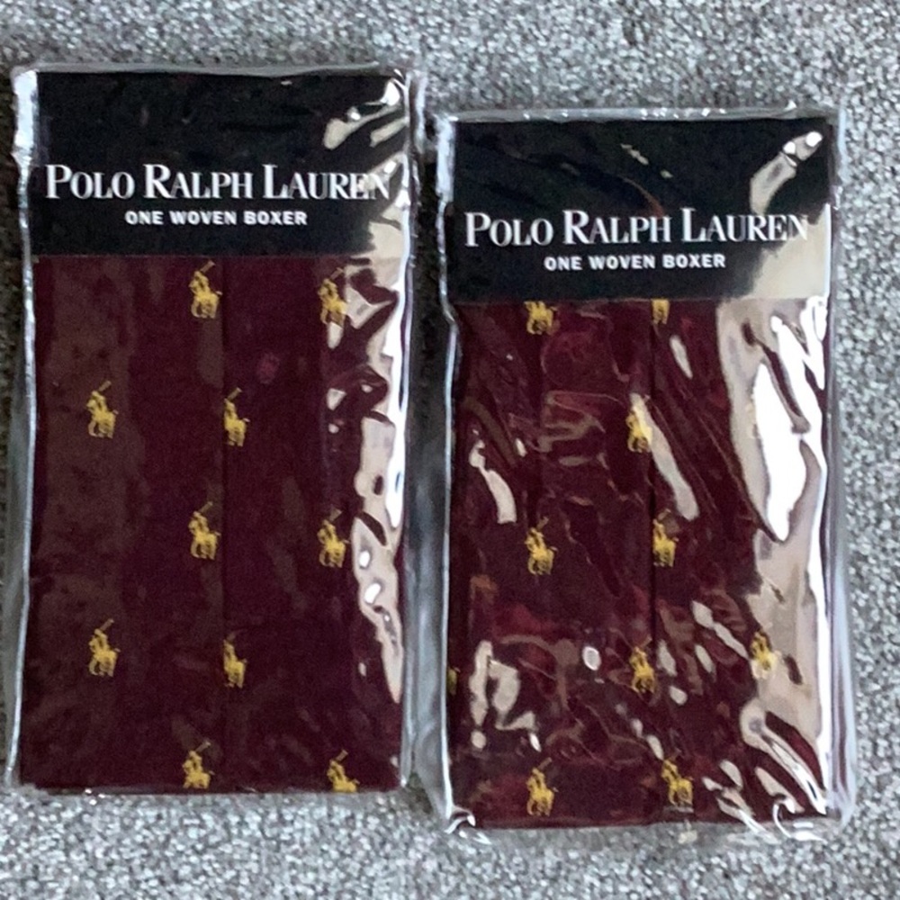 COPY - 2 Polo Ralph Lauren Mens Woven Boxers Size 40 Burgundy w/Logo New with T…